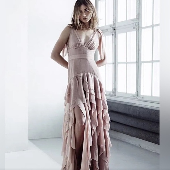 RARE! 💞💖 - H&M Conscious EXCLUSIVE Women's Pink Frilled Chiffon Dress 💕 - Picture 15 of 15